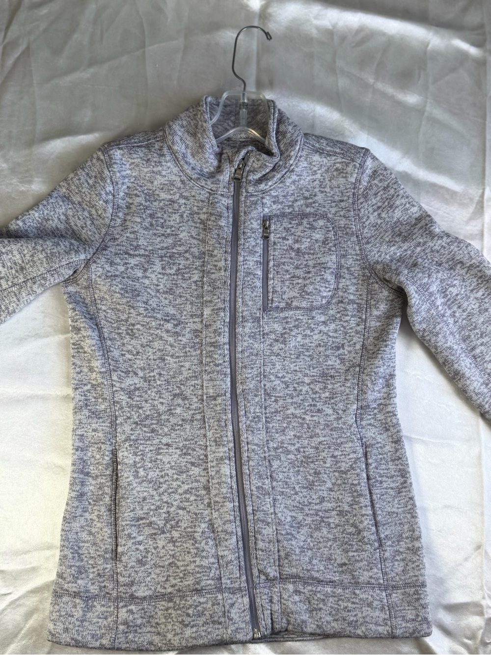 Andrew Marc Heathered Light Gray Zip-Front Utility Jacket